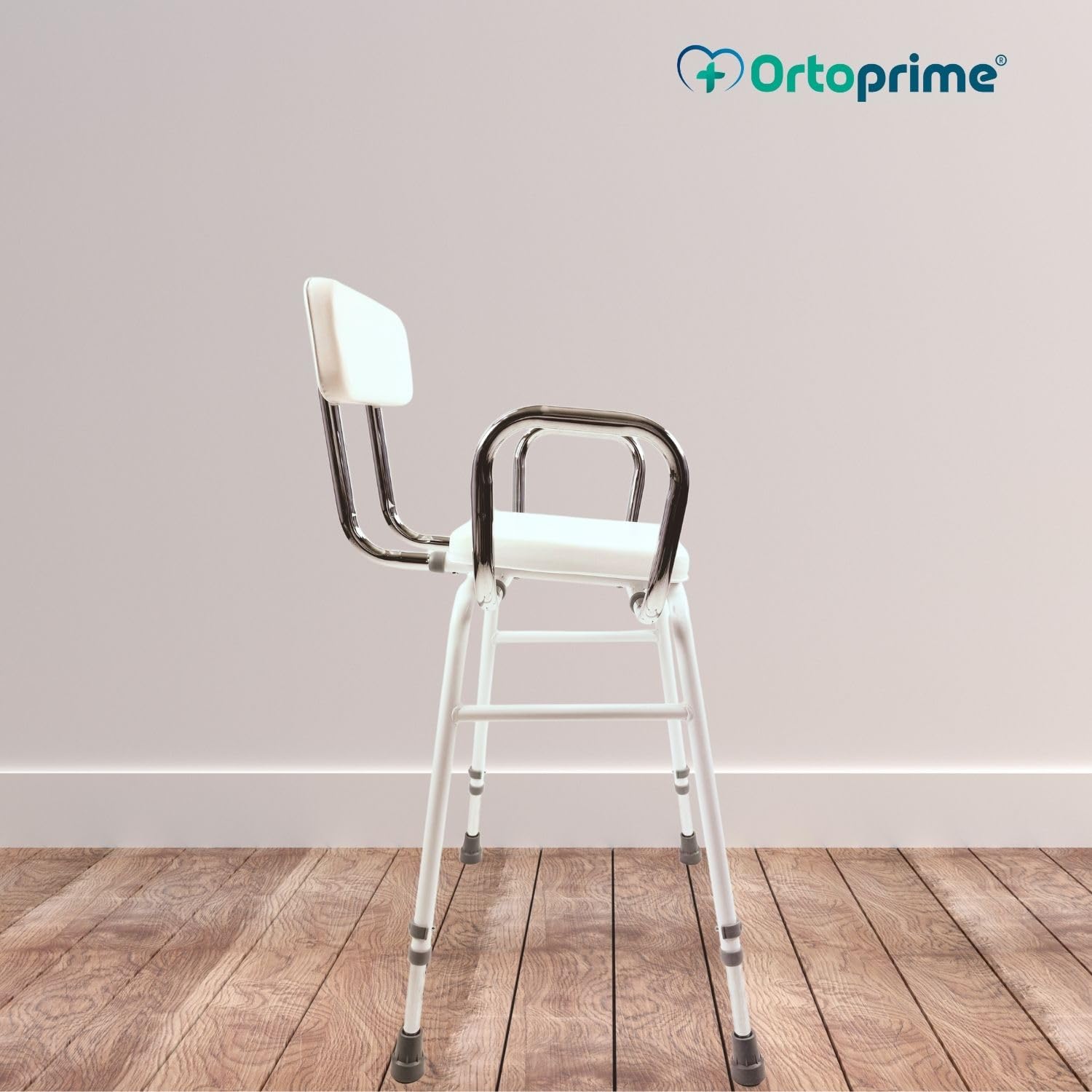 OrtoPrime Taburetes Altos de Cocina TAREAS HOGAR Silla Alta para Cocinar Regulable Silla de Apoyo con Reposabrazos - Silla Alta Ortopédica Ancianos - Taburete Cocina Alto con Respaldo Acolchado