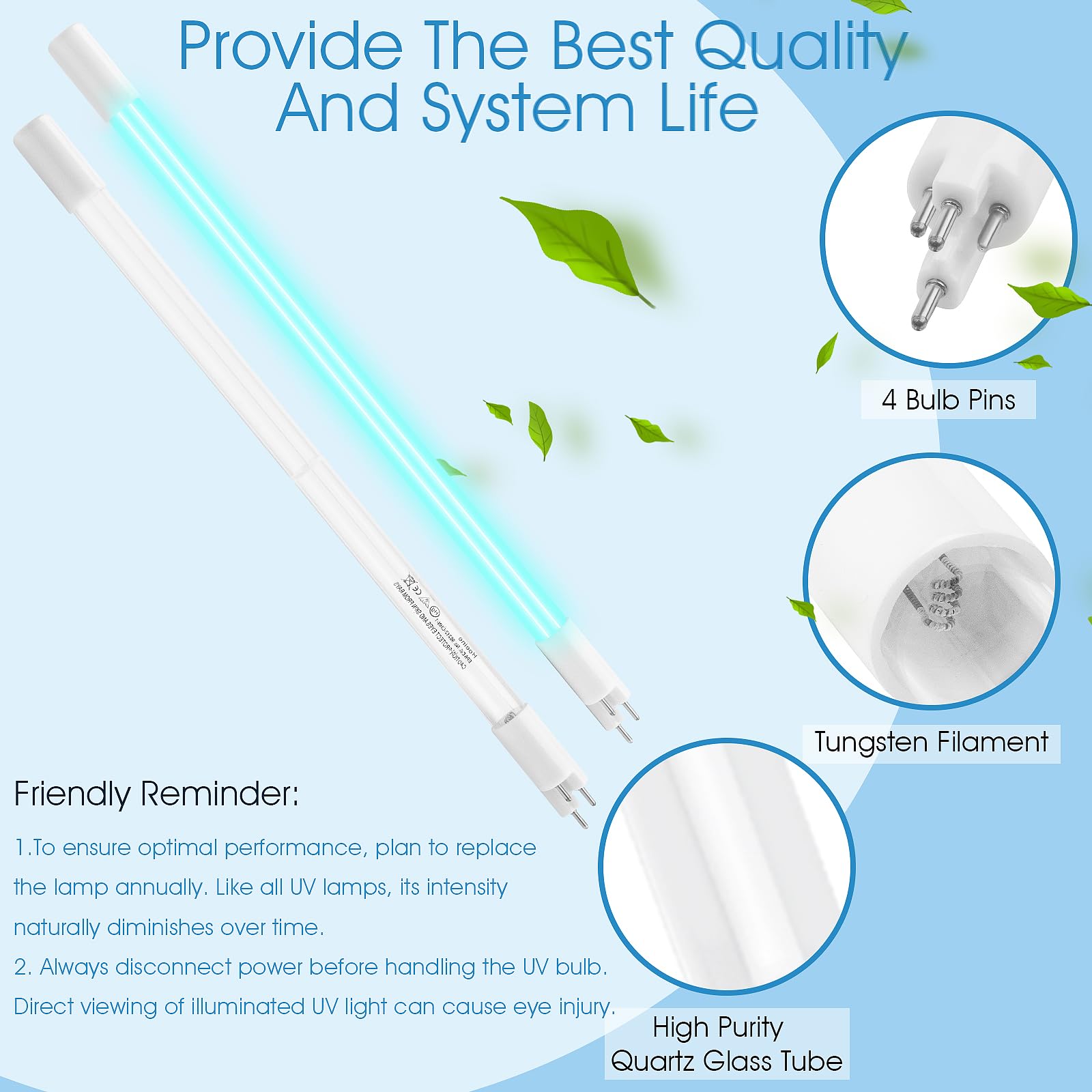 Lampadina UV da 28 W compatibile con VIQUA S200RL-HO per sistema VH200, lampada ad alto rendimento per il trattamento delle acque, sostituzione annuale della luce UV per VH200-V SC-200 SCM-200