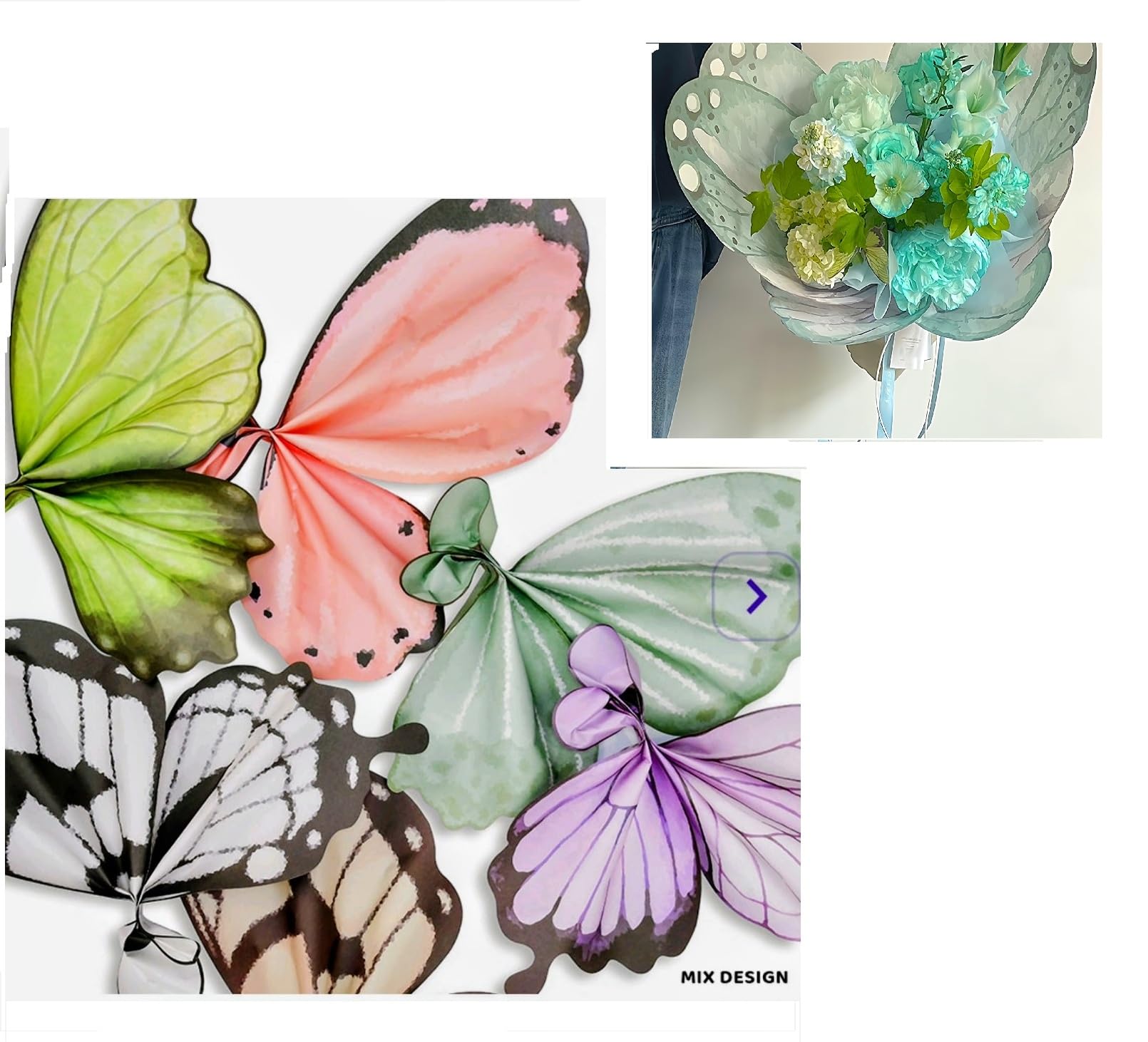 Just Flowers Butterfly Flower Bouquet Wrapping Paper Clear Floral Wraps Packaging Bouquet Accessories for Valentine's Day Wedding Birthday DIY Craft (Mix Colors, Pack of 10)-image-41