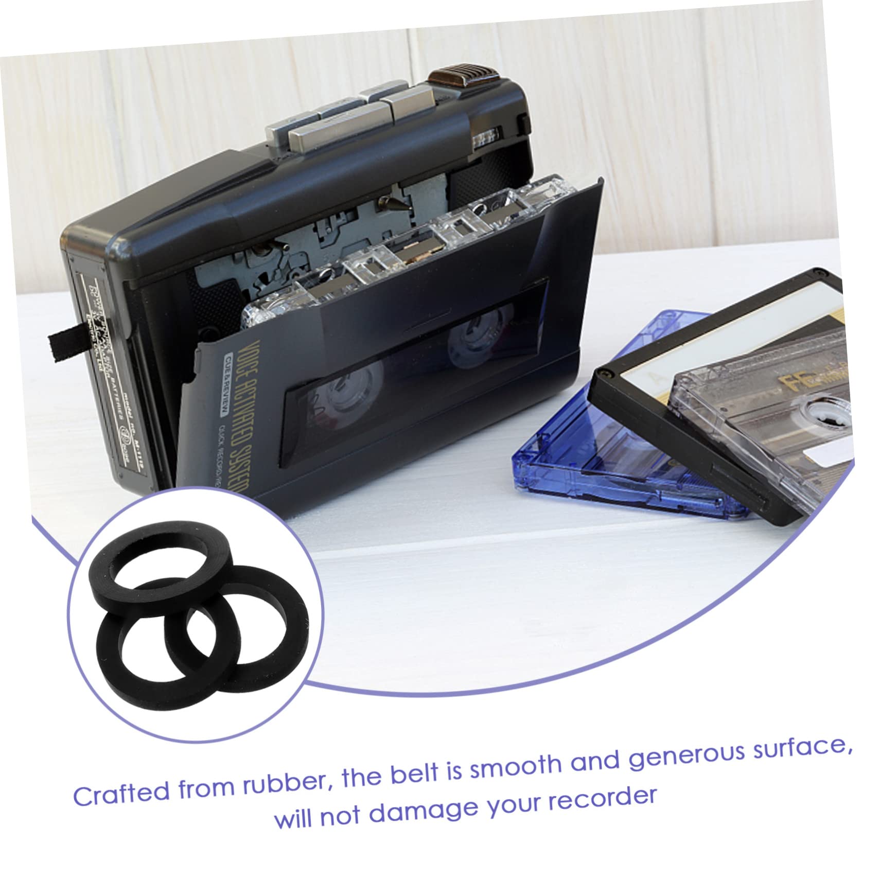Angoily 3pcs Cassette Tape Recorder Rubber Belts for Cassette Decks Durable and Wear-Resistant Drive Belts for Tape Players - Easy Installation and Smooth Performance