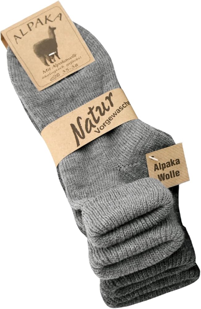 KB Alpaka Socken Damen mit Umschlag dünn gestrickt Wintersocken Damen  Wollsocken Damen Alpaka-Socken flauschige Socken 35-38 39-42 (35-38, Grau)  : Amazon.de: Fashion