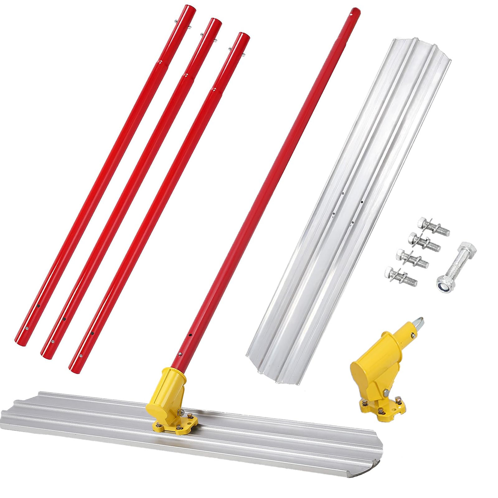 48 in x8 in Concrete Bull Float, Aluminum Alloy Concrete Float Tool with Handles ×3, Flexible Concrete Tools Finishing, Concrete Surface Smoothing Tools Kit for Road, Walls