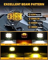 Vista 3 de Auxbeam Cápsulas LED de la Serie V-MAX de 4 Pulgadas con Disparador Lateral, Luces de Conducción Todoterreno Redondas de 92W con DRL Ámbar, Barra