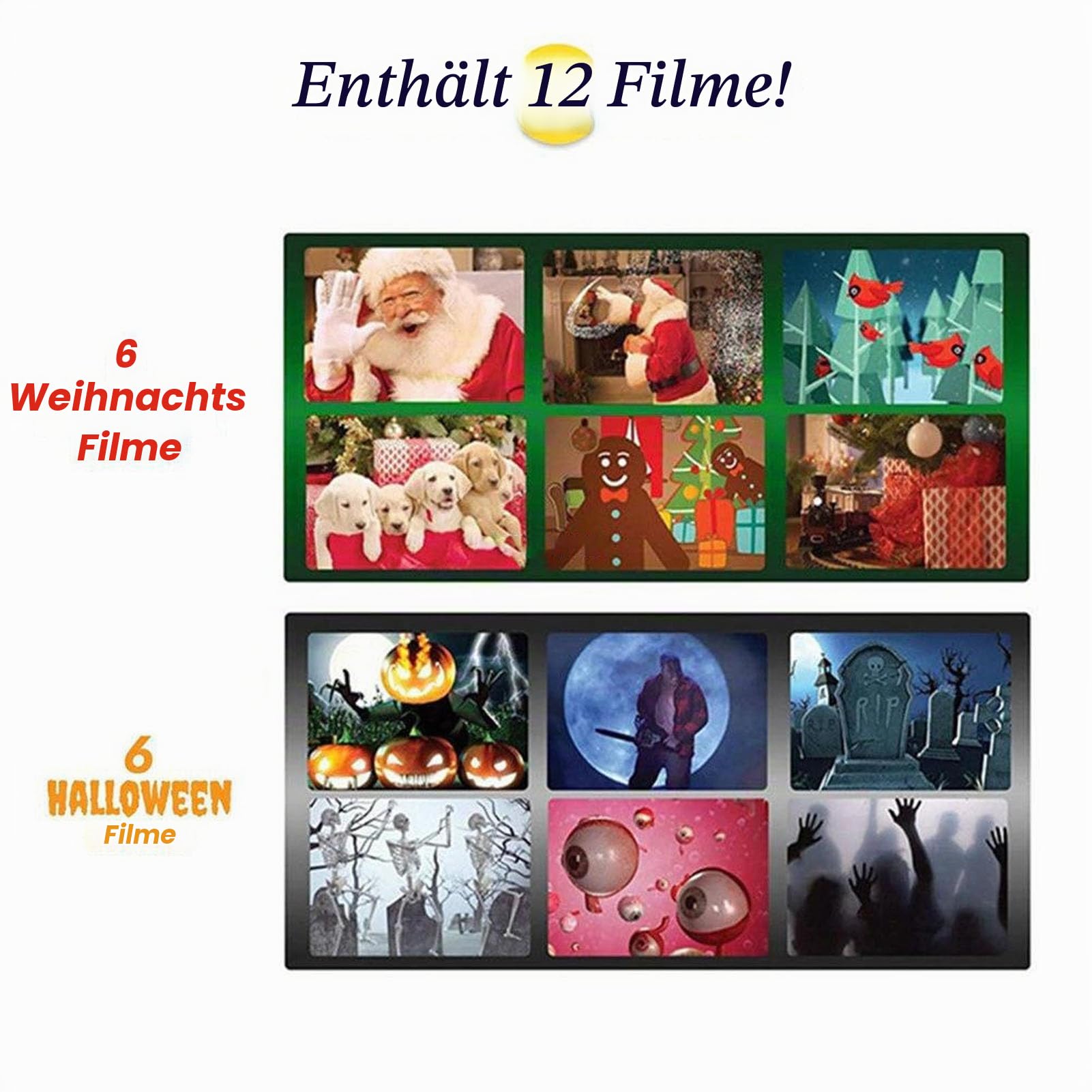 Fabater Halloween-Projektor-Lichter, Halloween-Fensterprojektor mit Stativ und Vorhang, HD-Weihnachtsprojektor-Lichter, Weihnachtsparty-Lichter für Innen- und Außendekorationen