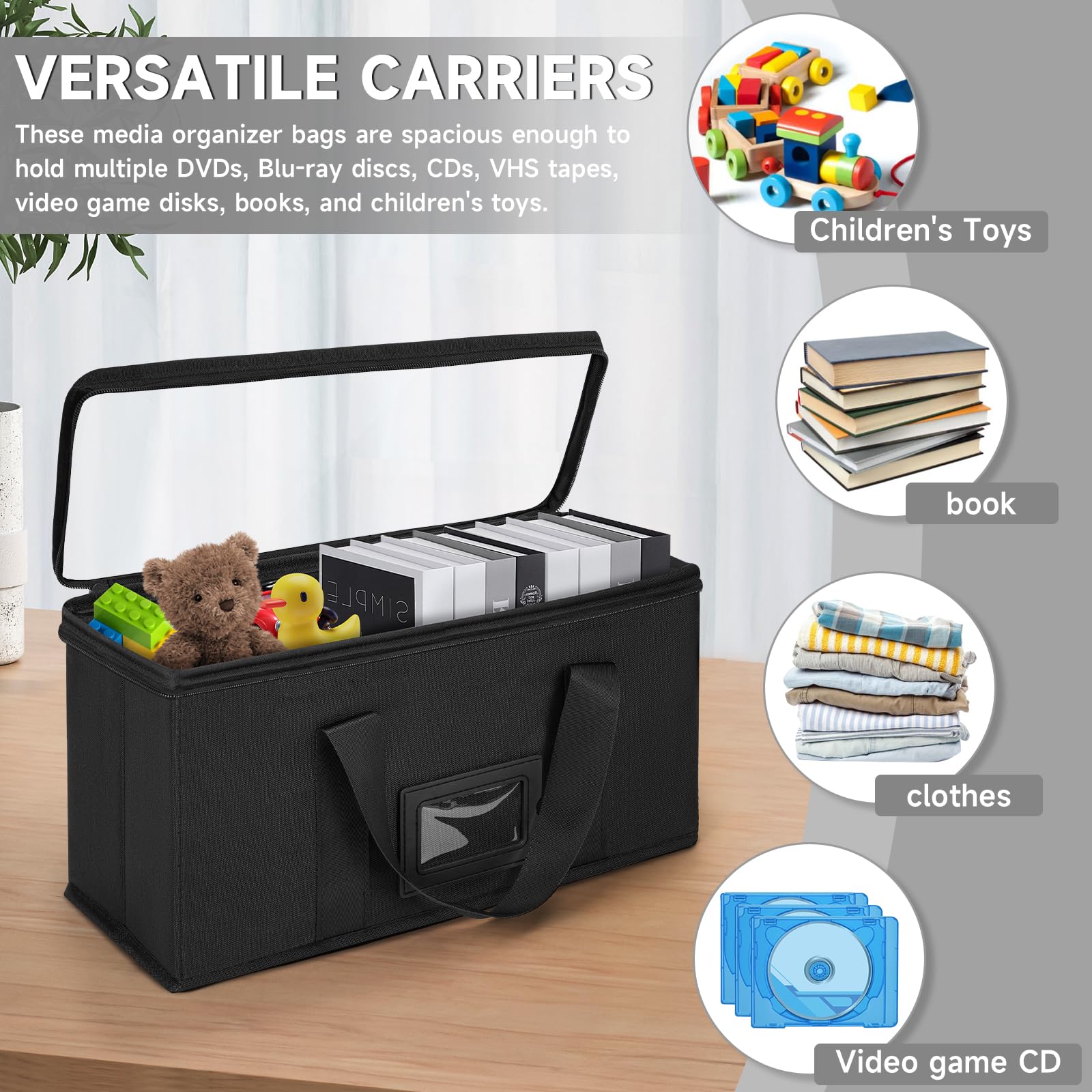 AKOZLIN Lot de 6 boîtes de rangement pour CD, couvercle en PVC transparent, étiquettes, peut contenir 31 étuis | Couvercle en PVC transparent, étiquettes d'index, peut contenir 31 boîtiers CD ou 170 disques, support pour CD