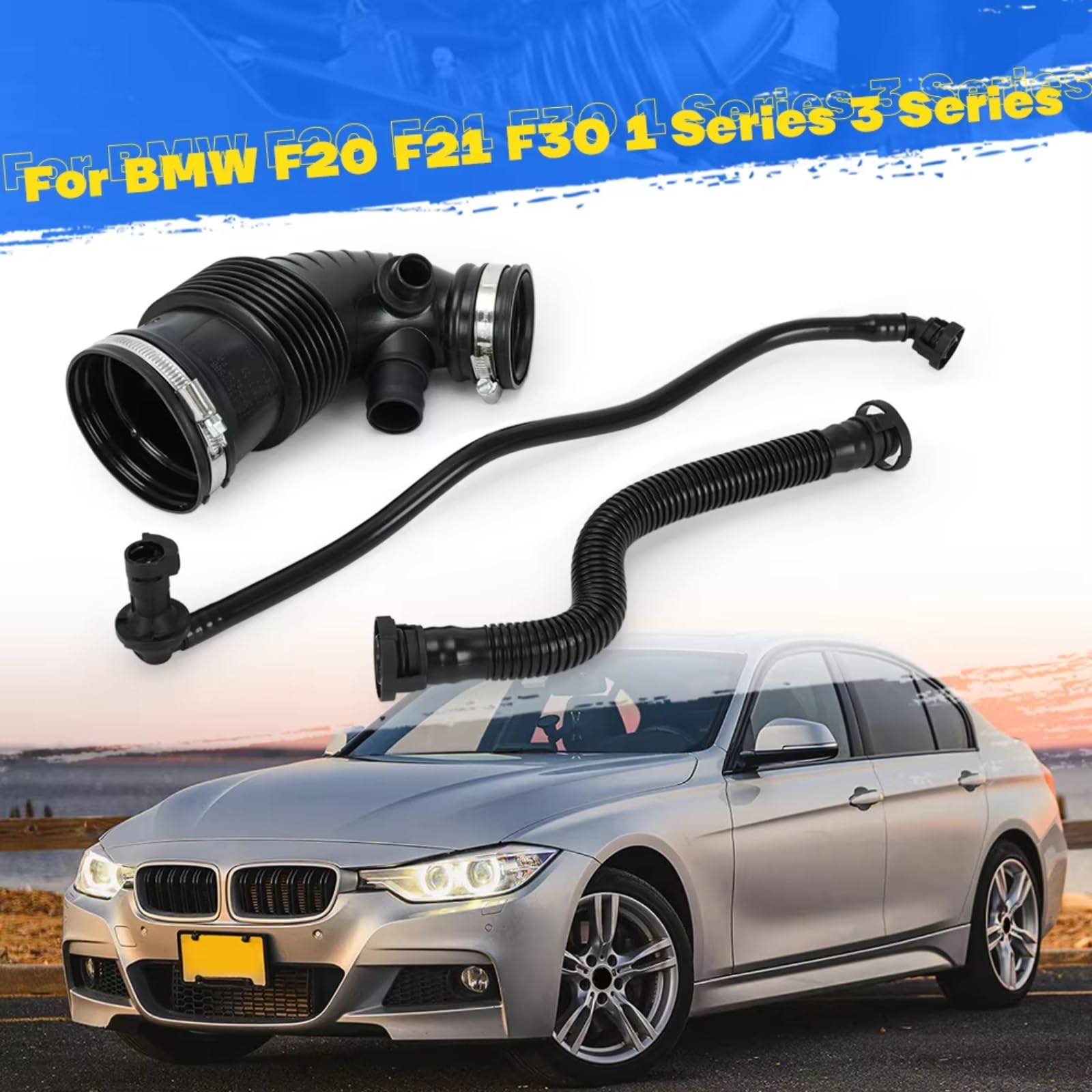 Compatible Con Para F20 F21 F30 Conducto De Aire Tubo Filtrado Manguera De Entrada De Aire Con Anillo De Acero 11157608144 11157614690 13717597586 Aire Frío Turbo Filtro Kit