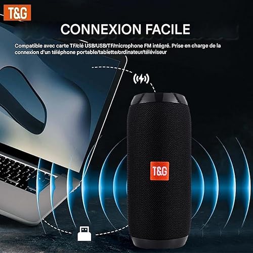 Miniatura 5 de T&G Altavoz Bluetooth portátil, IPX4 impermeable altavoz inalámbrico con subwoofer, emparejamiento estéreo inalámbrico, altavoz Bluetooth para