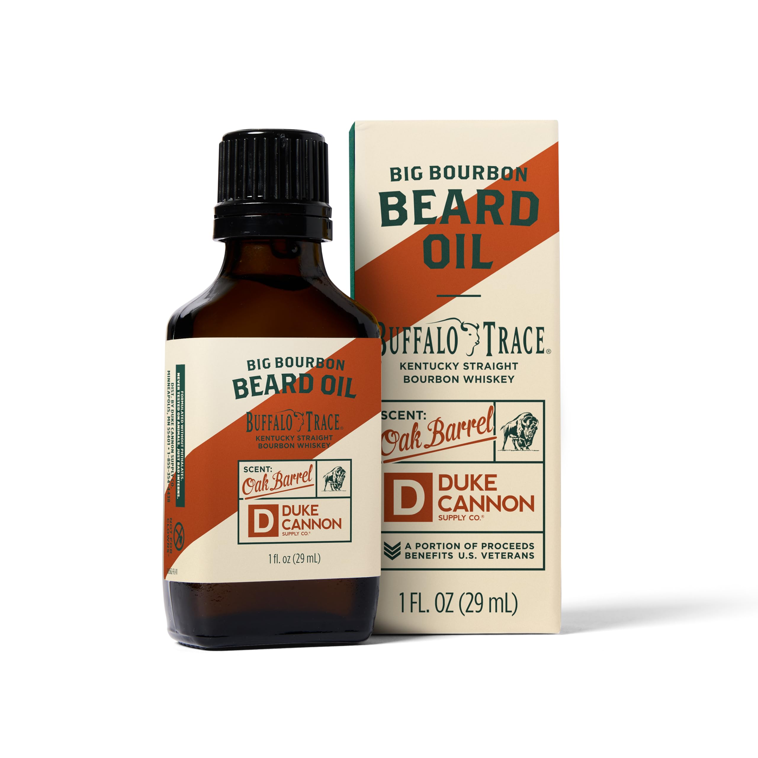 Duke Cannon Bourbon Beard Oil - Travel Size 1 fl. oz | Premium Apricot Kernel, Argan, & Jojoba Oils | Softens & Conditions | Woodsy Oak Barrel Scent Oak Barrel 1 Fl Oz (Pack of 1)