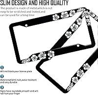 Vista 4 de LIN KANG Marcos de matrícula de hibisco – Paquete de 2 marcos de matrícula para mujer, soportes decorativos para placa de automóvil, marco de placa