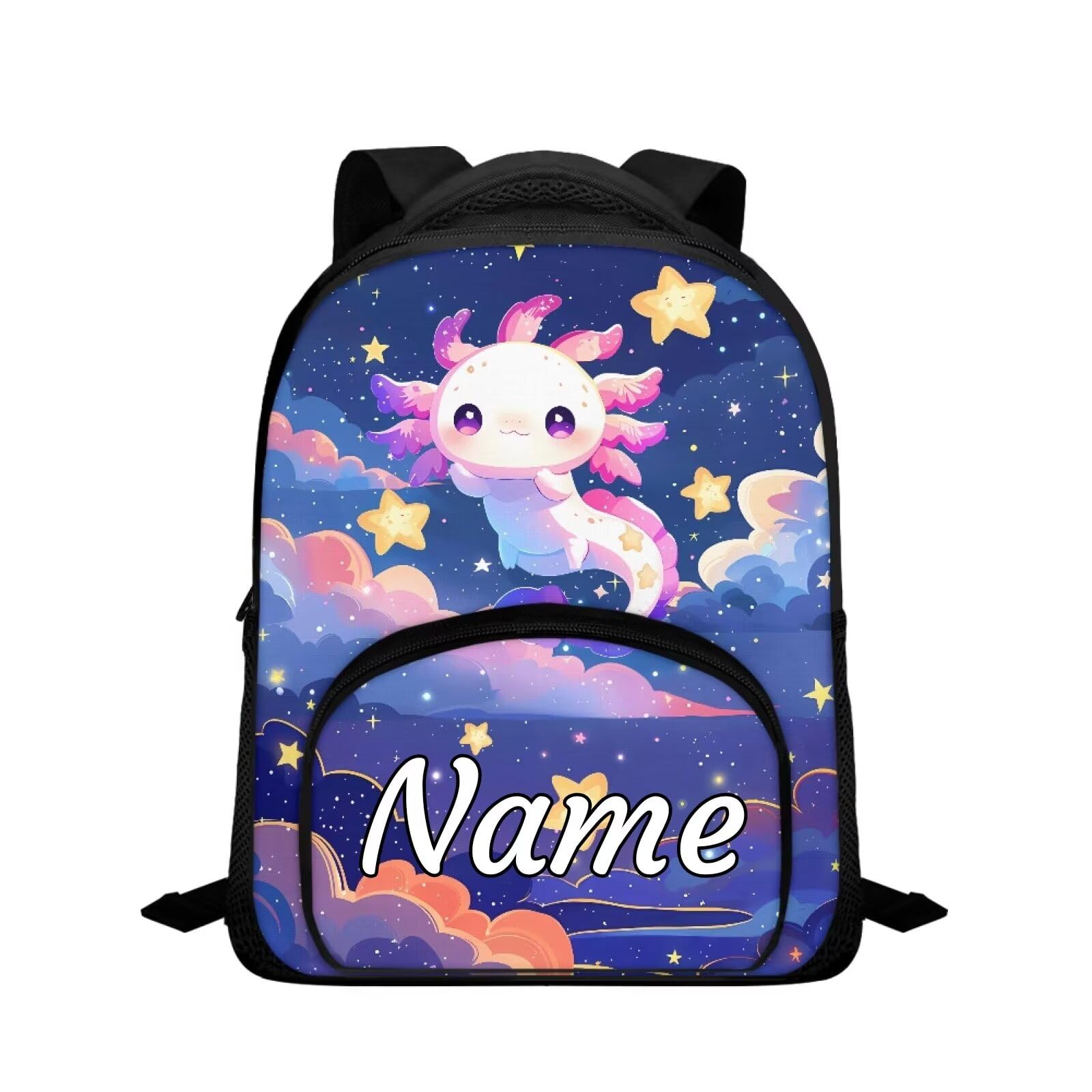 RMMRIYUE Custom Cartoon Axolotl Kids Backpack for Girls Boys, Cute Toddler Casual Daypack Backpacks, Personalized with Kid's Name Preschool School Bag