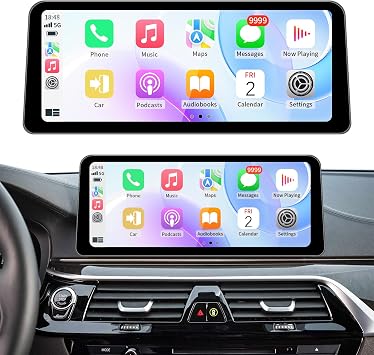 شاشة لمس لاسلكية CarPlay/Android Auto مقاس 12.3 بوصة لسيارة BMW الفئة الخامسة F10/F11 2012-2016 مع نظام NBT، وجهاز استقبال راديو السيارة، والوسائط المتعددة، والبلوتوث، وستيريو السيارة