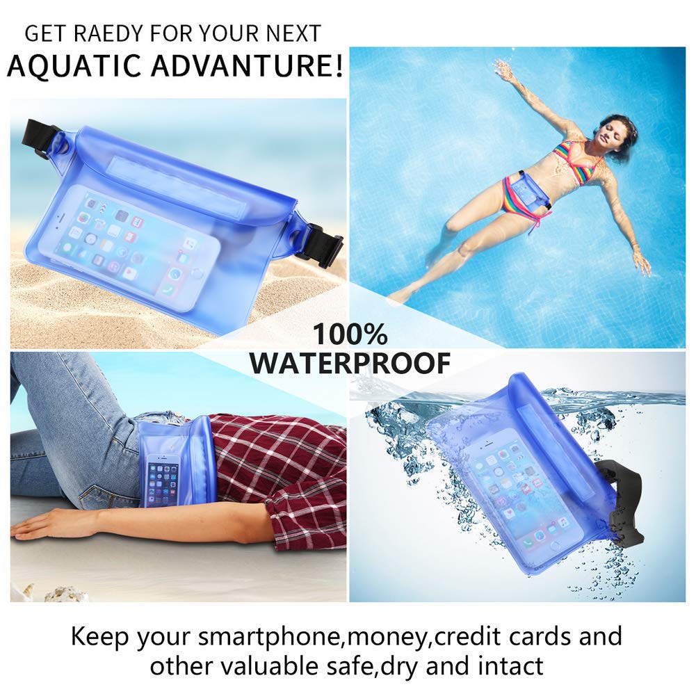 FABSELLER Waterdichte Telefoon Tassen voor Zwemmen Aanraakbare Droge Tas Telefoon Portemonnee Kaart Bescherm Tas voor Strand Boating Vissen Wandelen, Blauw