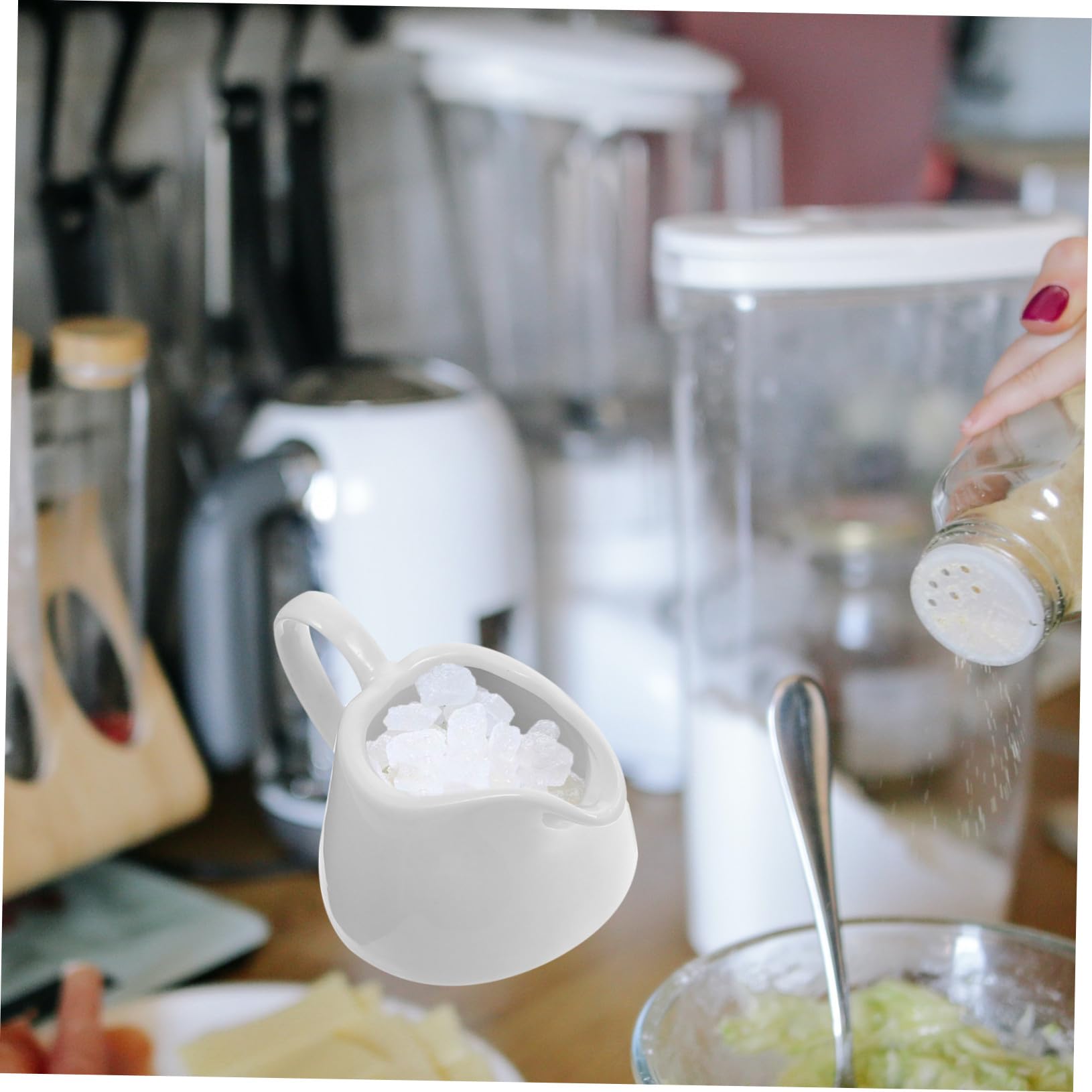 Healifty Azucarero y Jarra de con Cuchara y Bandeja de Bambú Juego para Crema y Azúcar Diseño Simple Duradero y Práctico para Hogar y Hotel