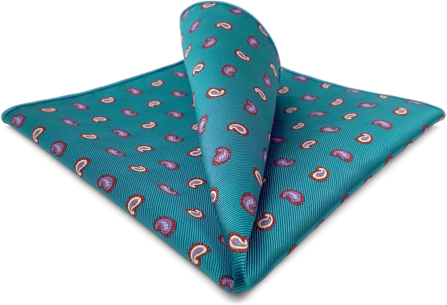 S&W SHLAX&WING Pocket Squares for Men Blue Brown Paisley for Business XL Woven