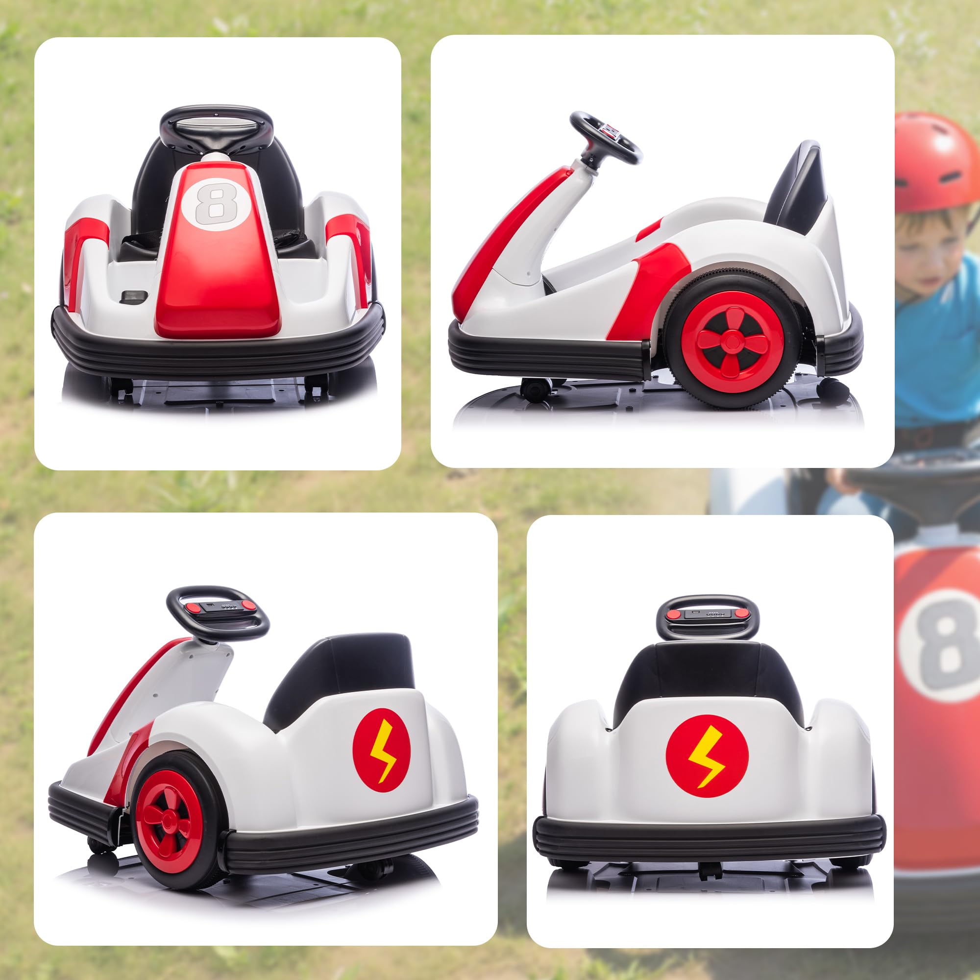 AIYAPLAY Voiture Tamponneuse Électrique Enfant 6V 360° Auto 3 Ans Rouge