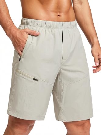 Mens Hiking Cargo Shorts Water Resistant Lightweight Quick Dry Work Shorts Outdoor Fishing Golf 4 Zipper Pockets