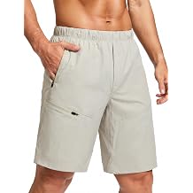 Mens Hiking Cargo Shorts Water Resistant Lightweight Quick Dry Work Shorts Outdoor Fishing Golf 4 Zipper Pockets