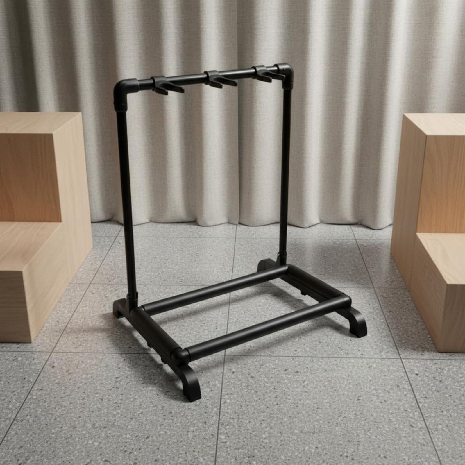 Pieghevole Supporto per Chitarra Basso Porta Chitarre Rastrelliera Strumenti Struttura Stabile Pieghevole Contatti Imbottiti Materiale Metallo