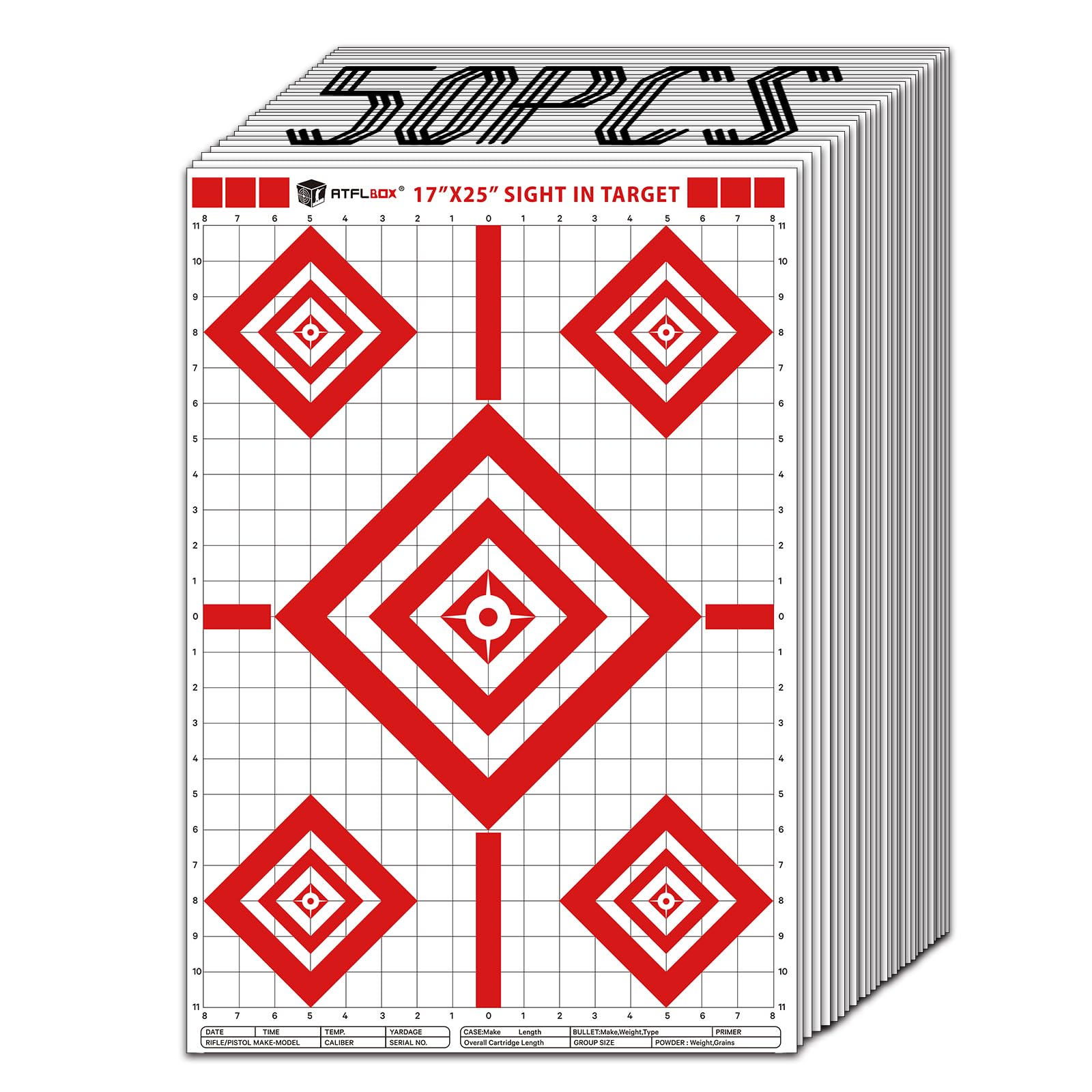 Atflbox Sight in Shooting Range Paper Target, 17X25 Inch Paper Shooting Targets Suitable for Handgun, Rifle, Pellet Gun, Airgun, BB Guns, Airsoft