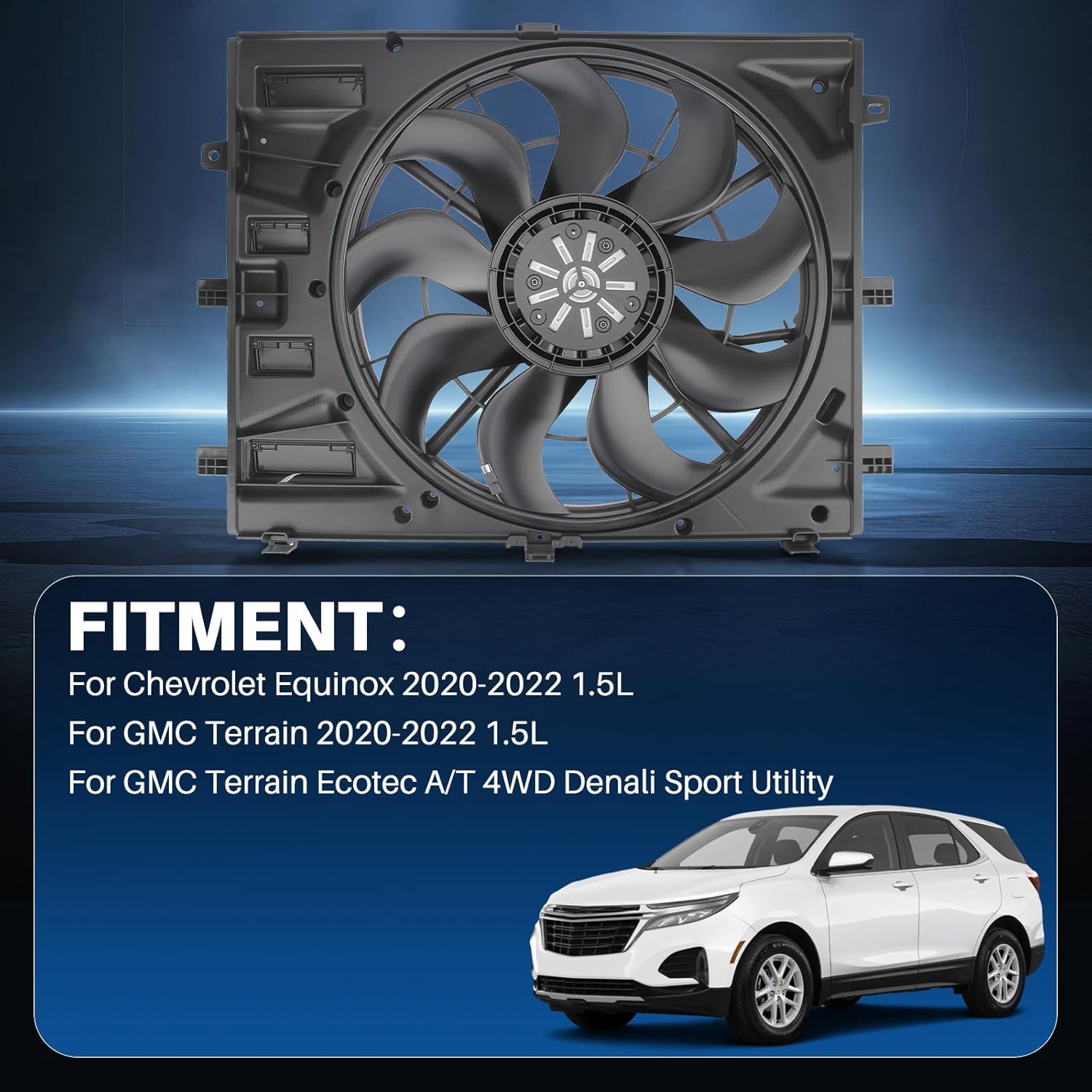 AUTOKAY Radiator Cooling Fan, Car Radiator Cooling Fan Condenser Single A/C Fan for Chevrolet Equinox GMC Terrain 2020 2021 2022 84847896 84581336