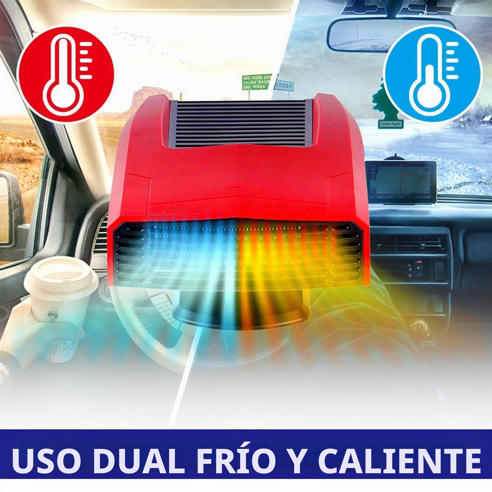 Fockety Calefactor a pilas, portátil y silencioso para espacios pequeños, con luz, puerto USB y termostato. Desempañador de ventanas recargable para coches, oficinas, exteriores.