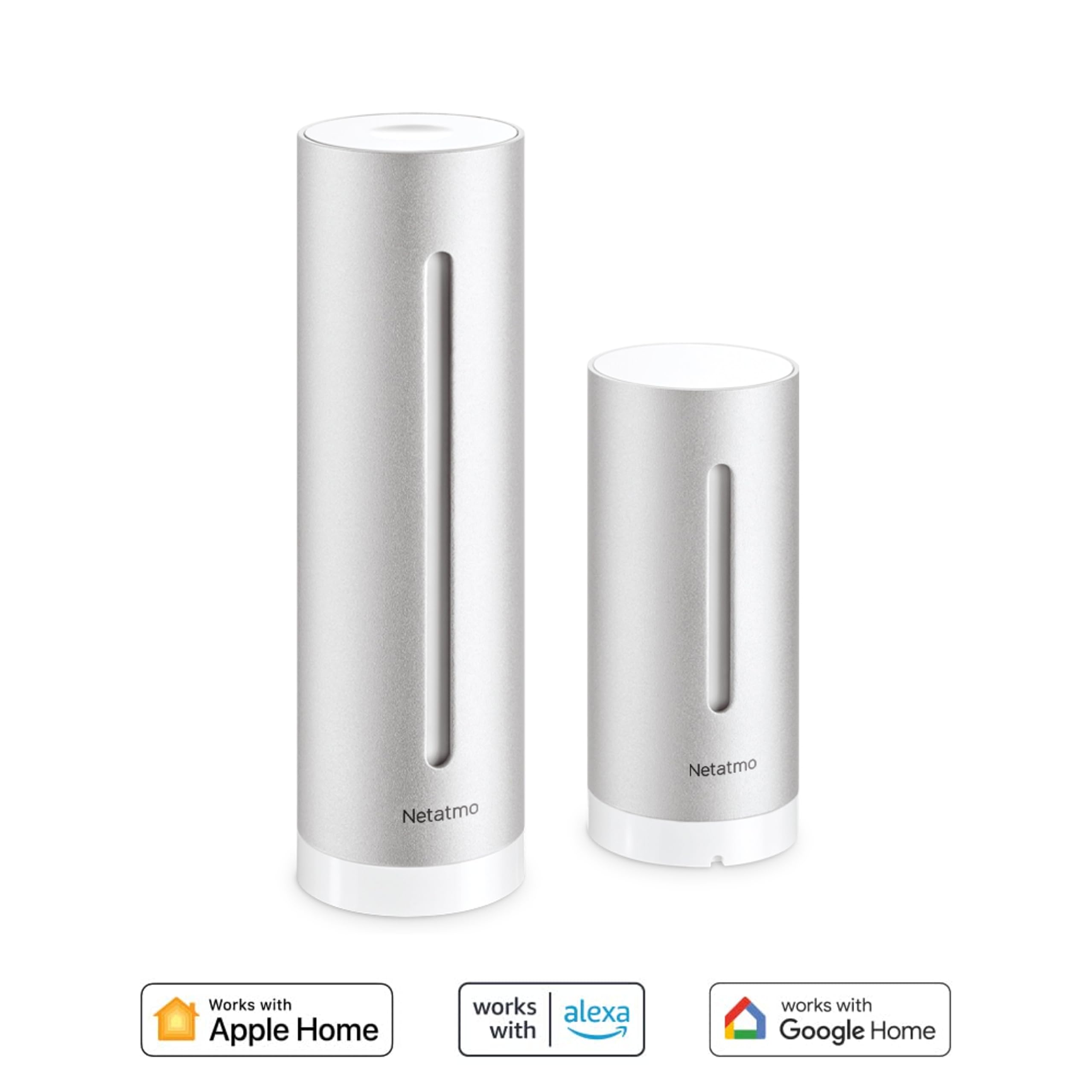 Netatmo Stazione Meteo con Sensore Esterno Wireless con supporto a parete, Termometro, Igrometro, Barometro, Sonometro, Qualità dell'aria, Compatibile con Amazon Alexa, Apple e Google, NWS-AMZ
