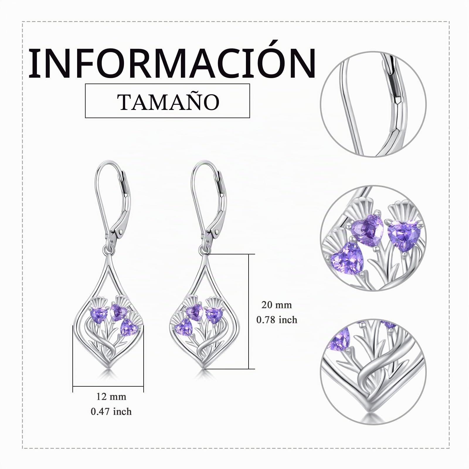 VONALA Pendientes colgantes de plata de ley 925 con diseño de flor para mujer, diseño de rosa/loto/cardo escocés/tulipán/lila/piña, joyería de flores para mujeres y niñas, regalos de cumpleaños