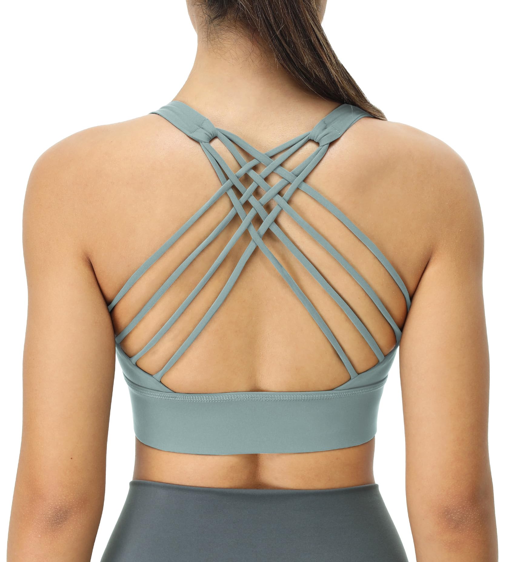 icyzone Sports Bras for Women - Activewear Strappy Padded Workout Yoga Tops Bra