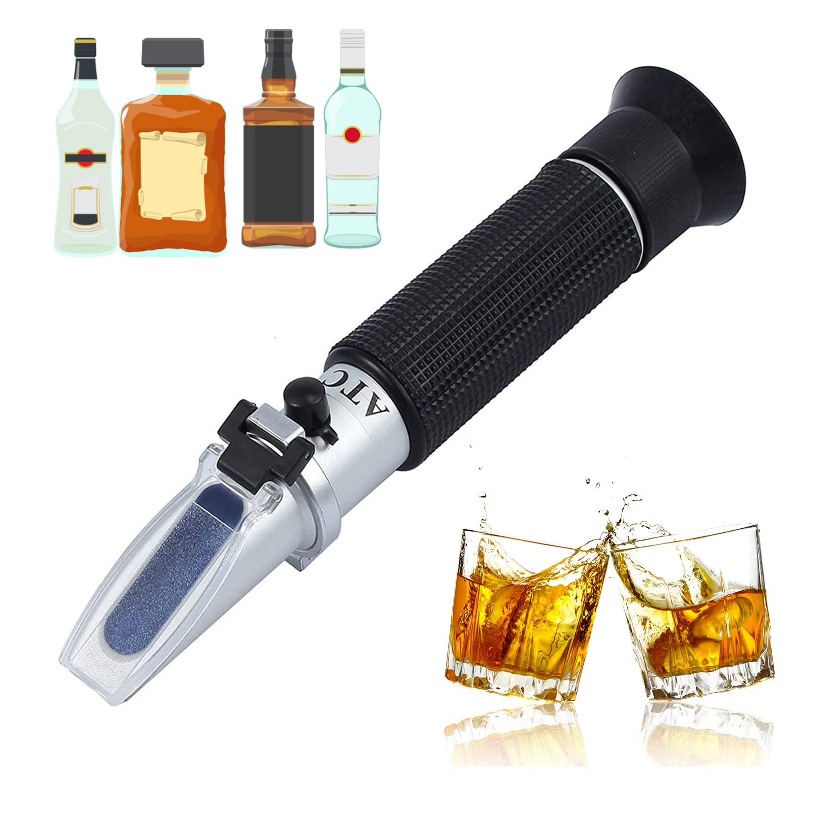 Refraktometr alkoholowy, refraktometr alkoholowy ATC z zakresem pomiaru alkoholu 0-80% do alkoholu i napojów alkoholowych, takich jak whisky, brandy, wódka itp.