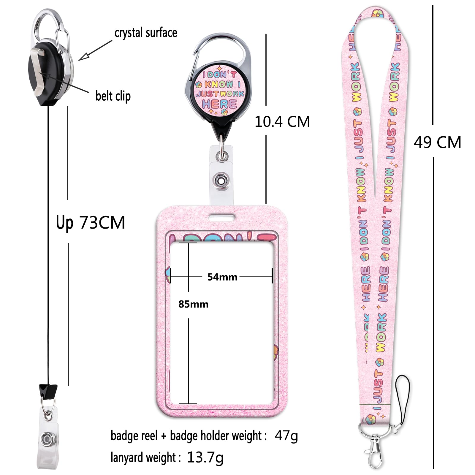 Pink ID Lanyard Card Holder & Funny Retractable Badge Reel Cute Key Layard for Keys ID Badges for Women Teens Girls Cool Staff Keychain Work Reel ID Holder - Image 4
