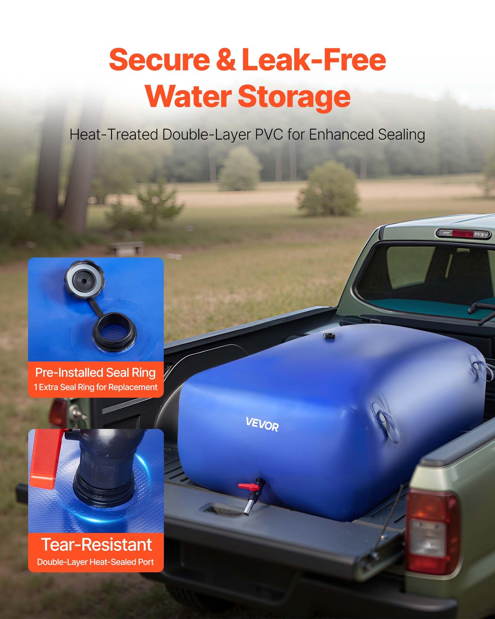VEVOR Réservoir d'Eau Souple 240 L, Vessie de Stockage Eau Pliable, Sac Conteneur d'Eau PVC Grande Capacité, pour Irrigation Jardin, Camping, Camping-car, Utilisation Extérieur, Stockage Urgence, Bleu