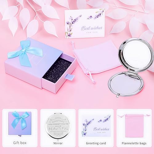 Miniatura 7 de Regalos para hermanas espejo de maquillaje compacto plateado, regalos para mujeres, día de San Valentín, Navidad, día de la madre, fiesta de