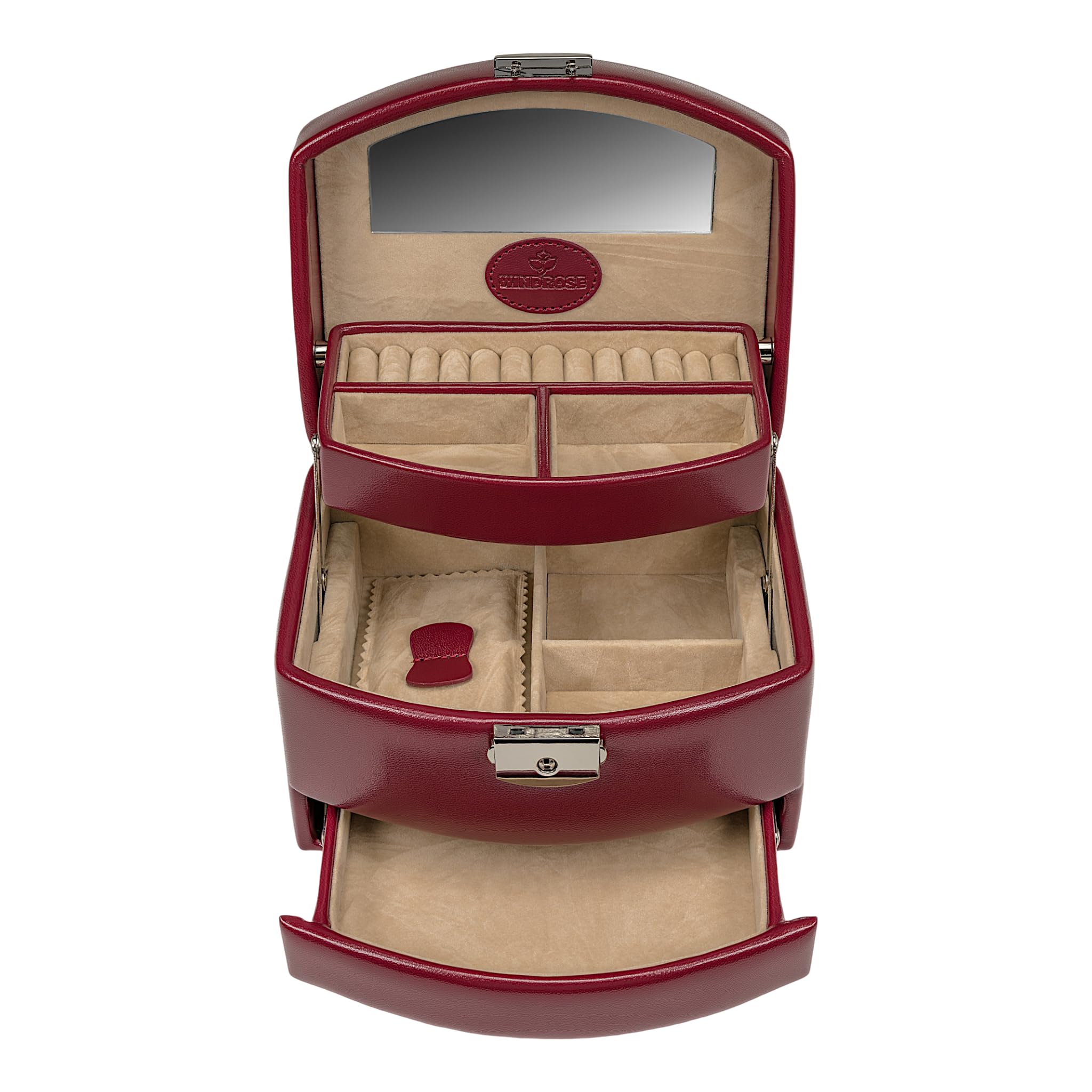 WINDROSE Merino Moda Jewellery Box Automatic Red