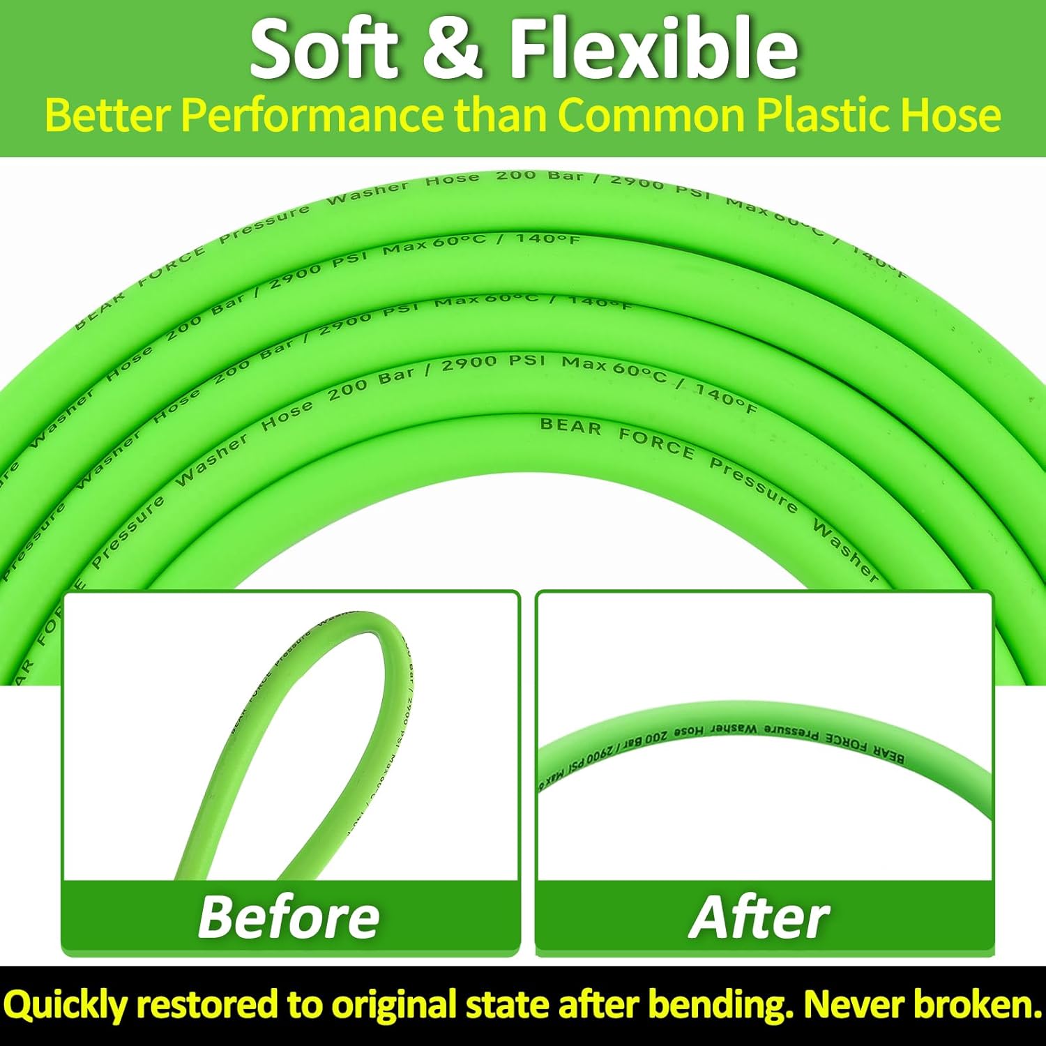 High Pressure Washer Spray Gun & Foam Cannon 32oz & Kink Resistant Hose 32ft Kit, Short Handheld & Water Hose Set, Compatible with Some of Ryobi, Greenworks, CRAFTSMAN Portland Most Brand Power Washer