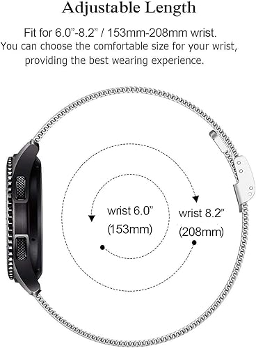 Miniatura 6 de DEALELE Band Compatible with Samsung Gear S3 FrontierClassicGalaxy Watch 46mm, 22mm Stainless Steel Mesh Strap with Rhombus-Texture Bezel Ring Case