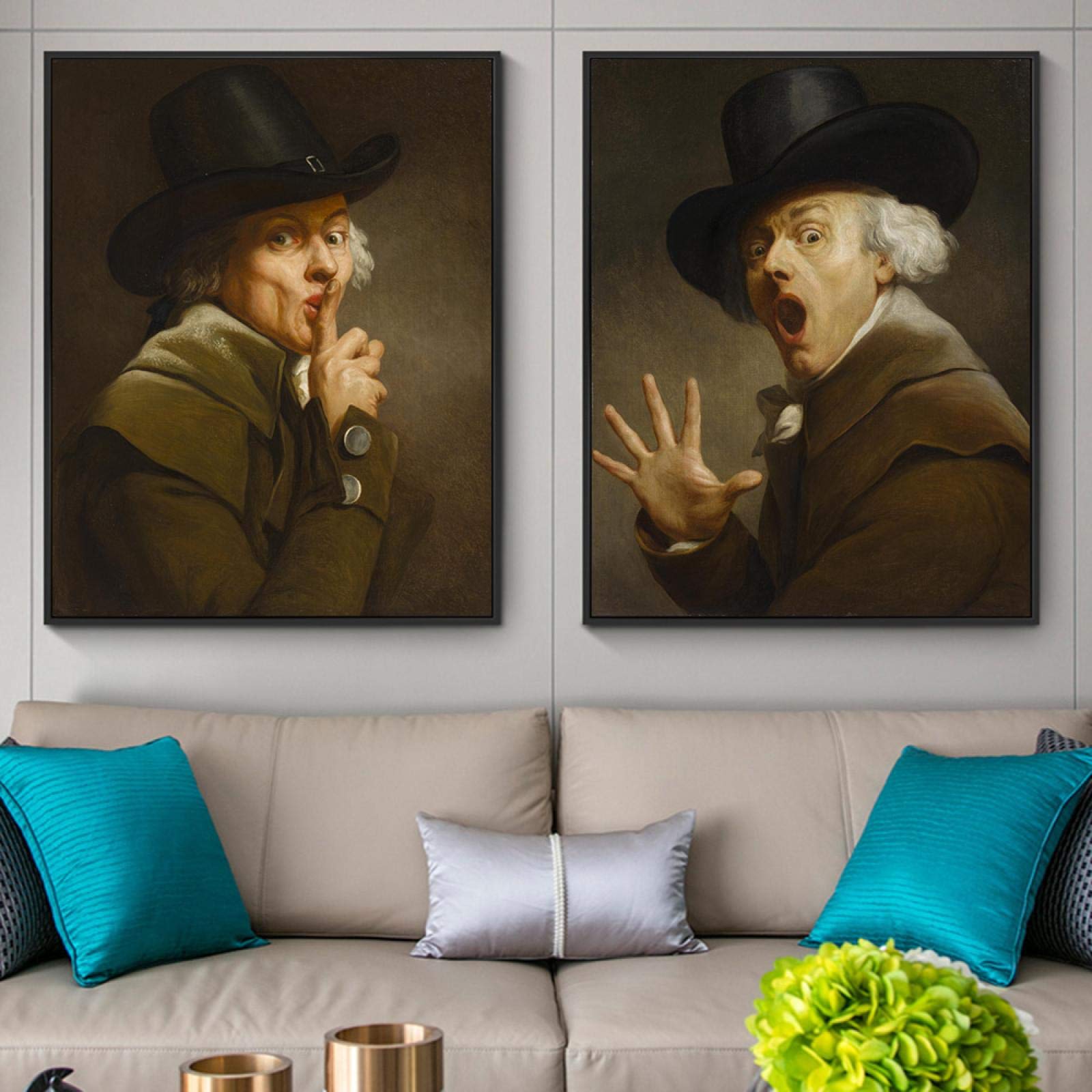 Yangld Self-Portrait in Surprise and Terror by Joseph Ducreux Oil Paintings Art Posters and Prints Classical Art Pictures 19.6”x 27.5”(50x70cm) x2 No frame