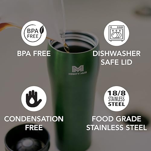 Miniatura 5 de Mighty Mug La taza Untippable Agarres cuando se golpea, levanta para sorbos Vaso aislado de acero inoxidable Apto para portavasos Regalos para