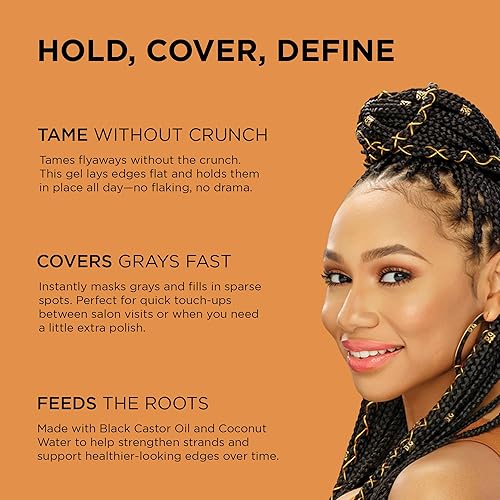 Miniatura 9 de African Pride Bordes milagros de ricino negro para sujetar y cubrir bordes - Desliza y controla bordes cubre grises rellena áreas de adelgazamiento