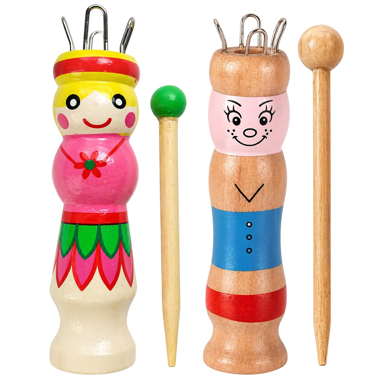 WORUIB 2 PCS French Knitting Doll, French Knitting Machine, Creative Craft Sessions for Motor Skills Development, Spool Knitting Set for Beginners and Craft Projects
