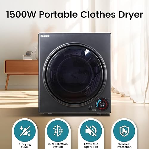 Miniatura 2 de Secadora portátil de 3.5 pies cúbicos, secadora compacta de 1500 W con bañera de acero inoxidable, 4 modos de secado, protección contra