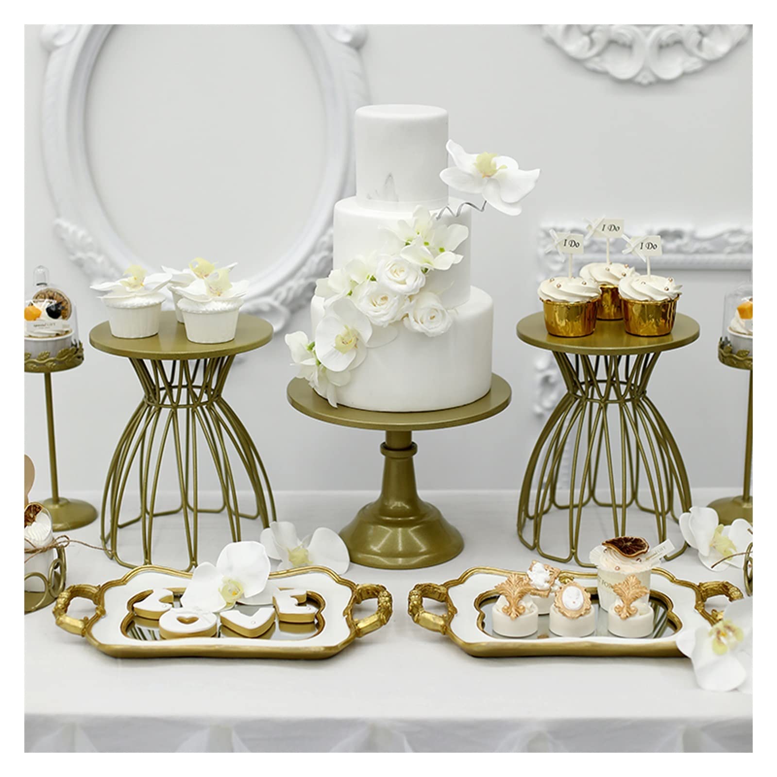 SUNESA Présentoir à Gâteau Mariage Fer Gâteau Stand Jupe Gâteau Plaque Dessert Table Gâteau Plateau Dessert Stand Présentoir Stand de Gâteaux (Color : Noir, Size : S)