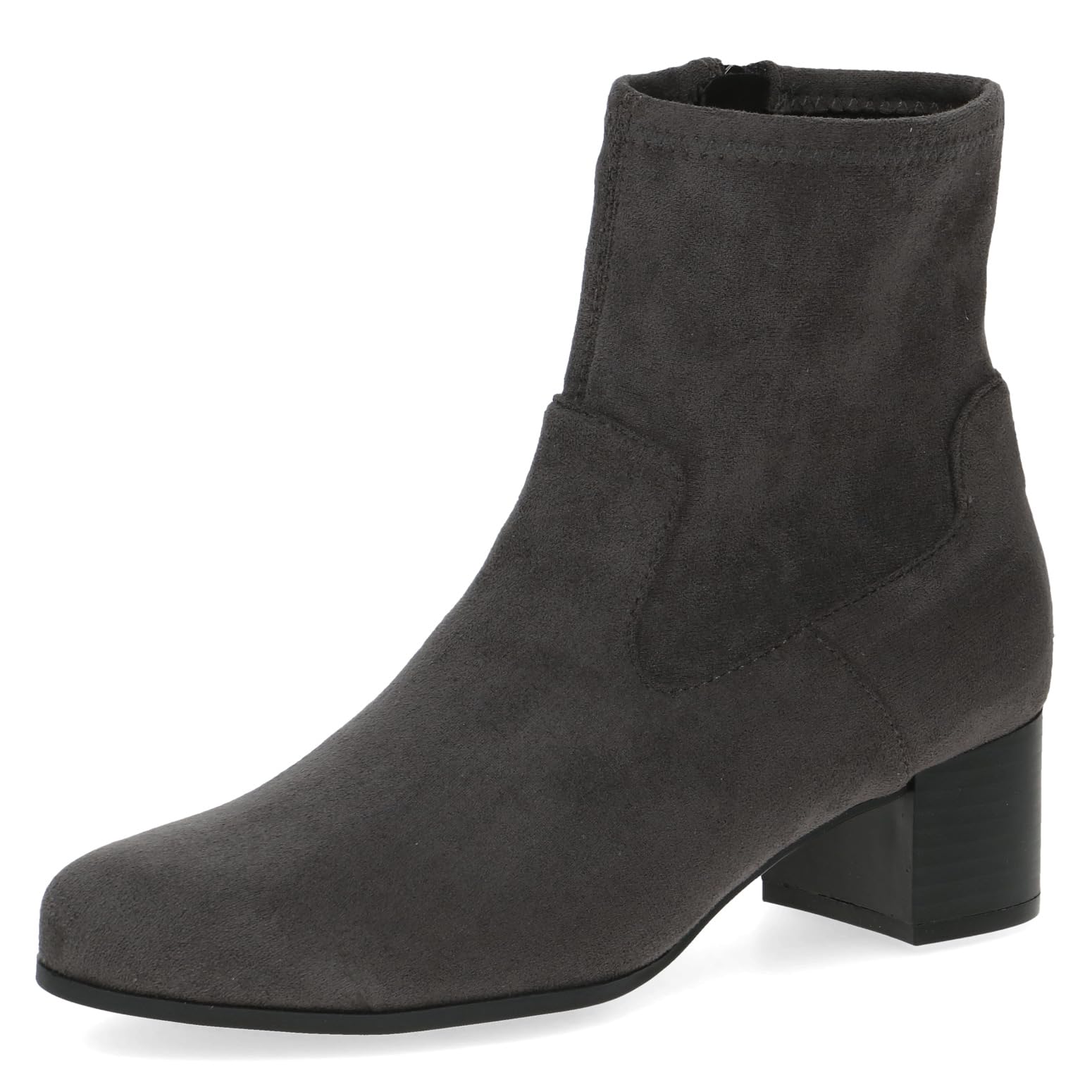 CAPRICE Women's heeled ankle boots with zipper Vegan, Gray (Dk Grey Str.), 3.5 UK