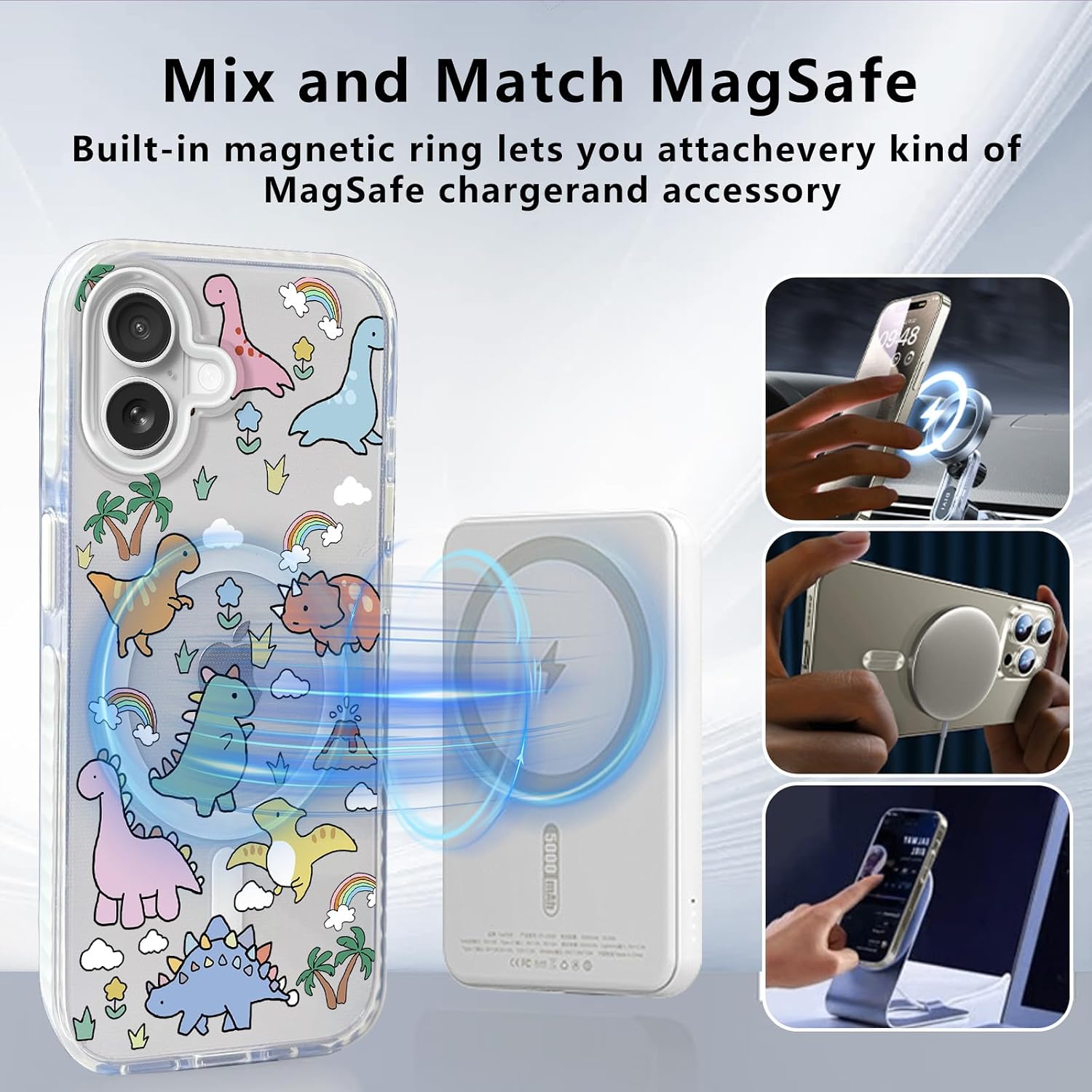 Little Dinosaur for iPhone 17 Case, Clear, MagSafe