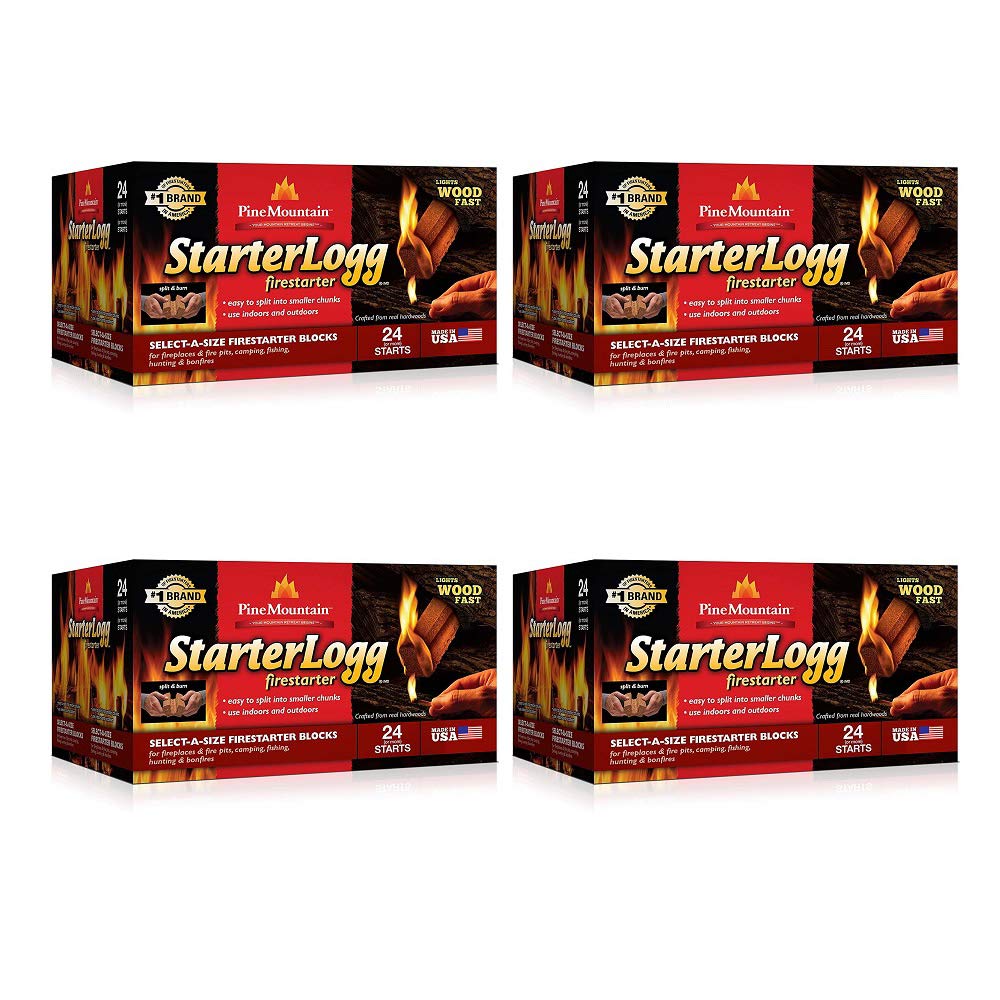 Amazon.com : Pine Mountain StarterLogg Select-A-Size Firestarting Blocks,  24 Starts Firestarter Wood Fire Log for Campfire, Fireplace, Wood Stove,  Fire Pit, Indoor u0026 Outdoor Use (4, Red) : Patio, Lawn u0026 Garden