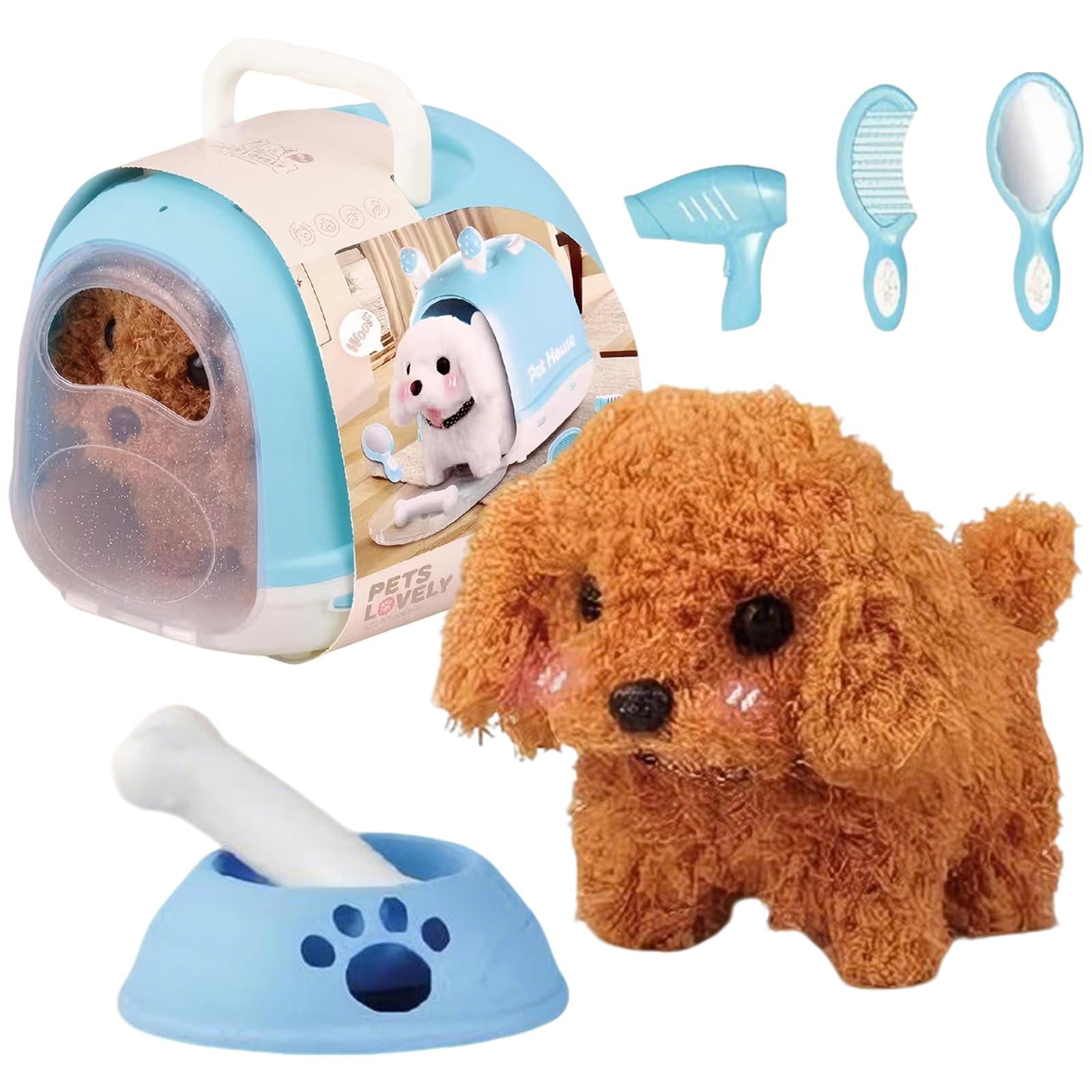 Interactive Robot Dog Toy,Walking,Barking,Wagging Tail Electronic Plush Puppy,Interactive Electronic Dog Toy,Realistic Puppy Pet Birthday Gift for Girls Boys Kids Ages 3 4 5 6 7 8 (Teddy Dog)