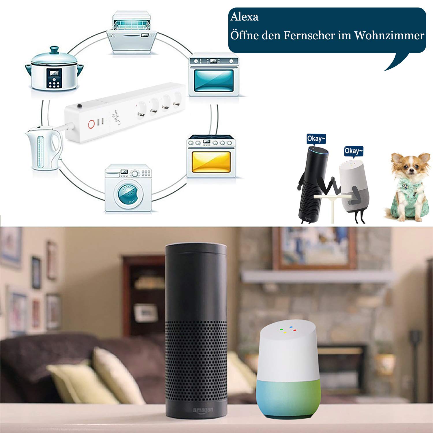 UseeLink Zigbee Steckdosenleiste,16A 4 Steckdosen 1 USB A/2 Typ-C(Schnellladen) Mehrfachsteckdose mit Überspannungsschutz, Alexa,Google Home, ZHA,2MQTT