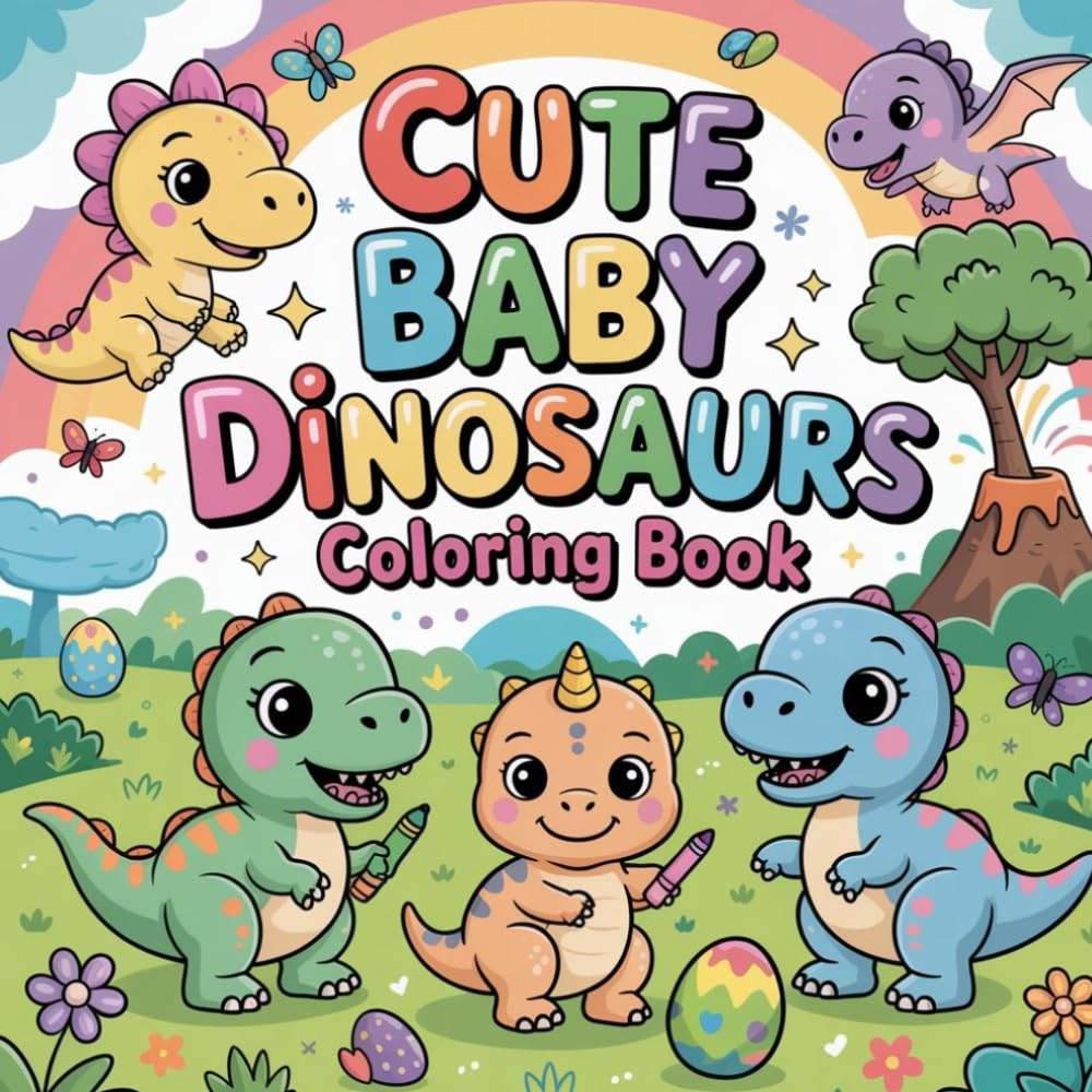 Cute Baby Dinosaurs Coloring book: cute coloring book for kids, coloring book for adults, kawaii coloring book, Coloring Book for Adults and Kids, ... cartoon dinosaurs, relaxing dinosaur coloring