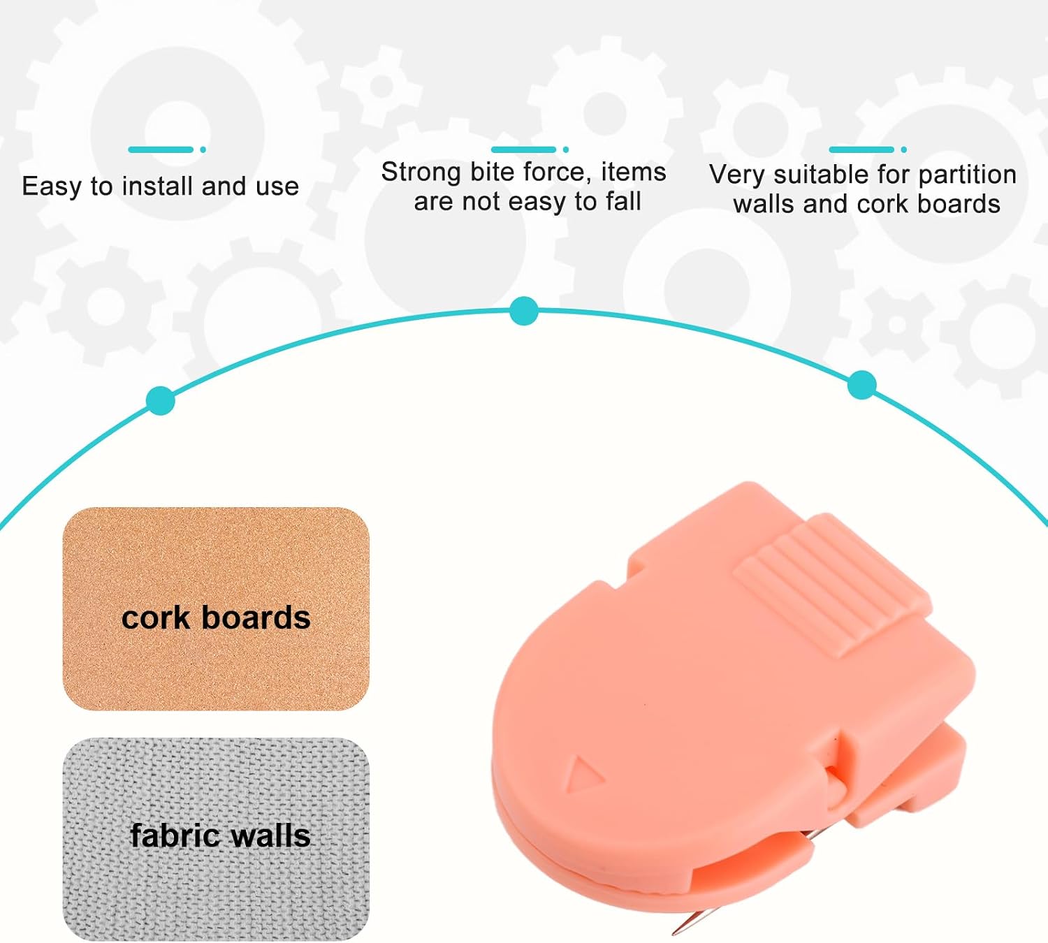 BOXOB 12pcs Cubicle Clips for Fabric Walls, Plastic Push Pin Clips image 4