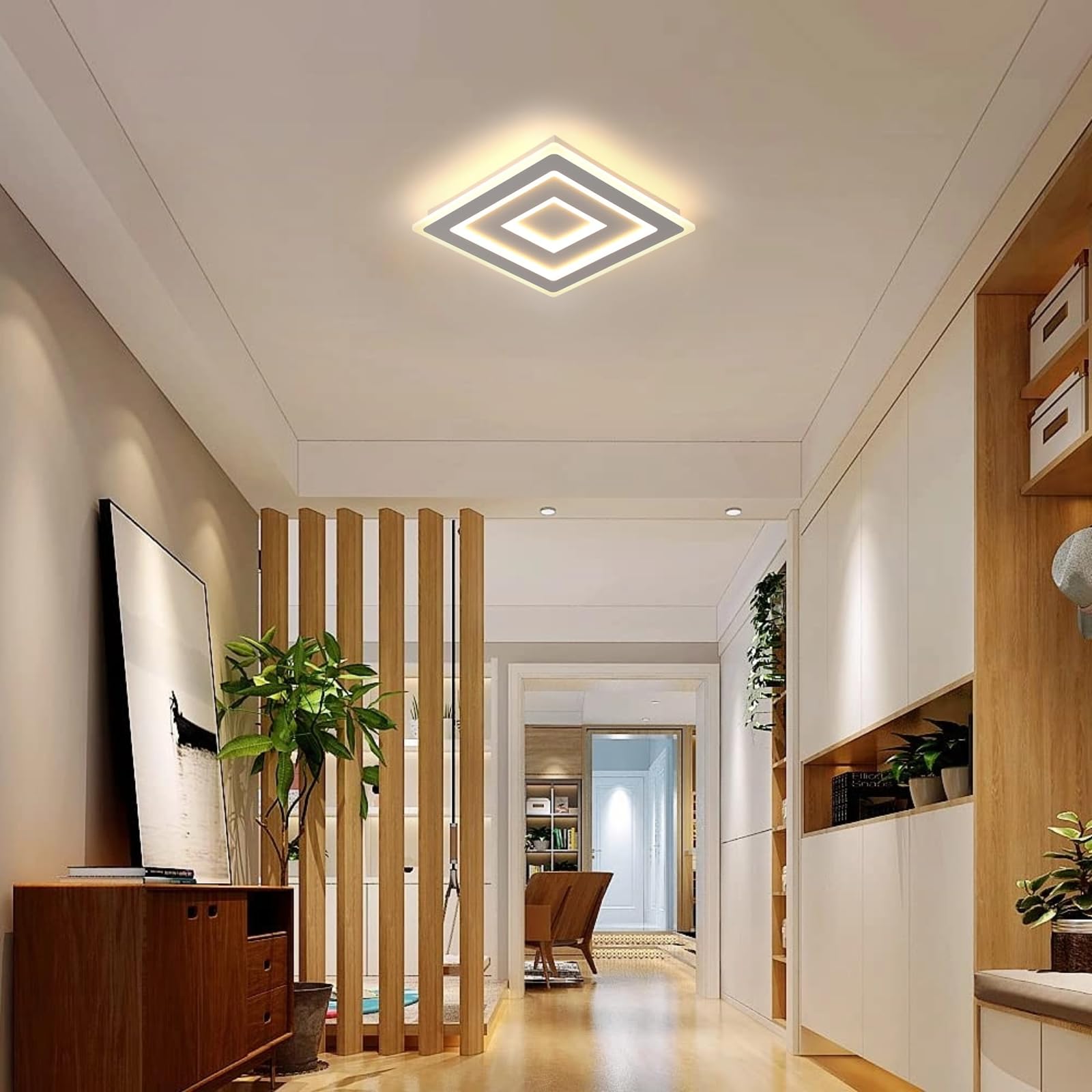 Comely LED Deckenleuchte 52W Quadrat 40cm, Warmweiß 3000K, Moderne Deckenlampe für Wohnzimmer, Schlafzimmer, Flur, Küche, Acryl LED Deckenbeleuchtung Innen, Flache Lampe Weiß