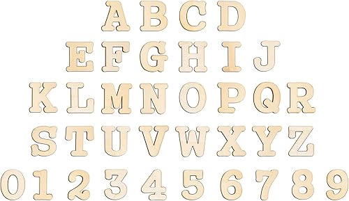 Miniatura 1 de 342 piezas de letras y números pequeños de madera de 1.2 pulgadas, manualidades, letras del alfabeto de madera sin terminar, números para álbumes de